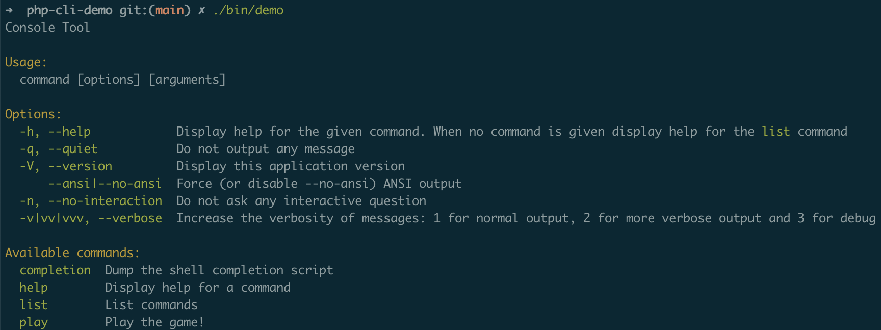 Help menu with the command