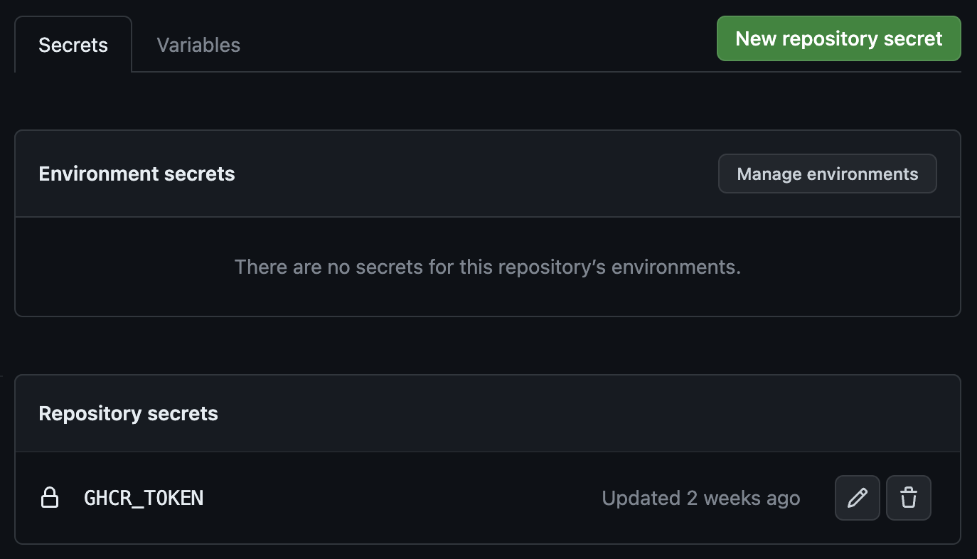 Repository actions secrets